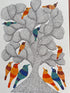 Traditional Gond wall painting of multi birds- 1 pc